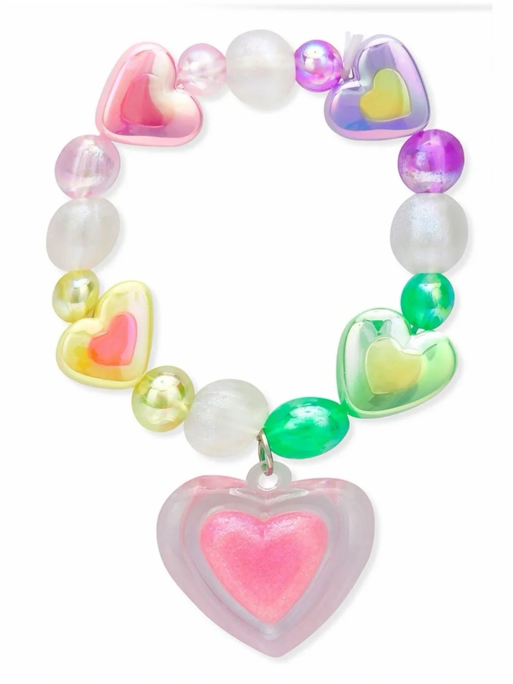 NWT iScream Heart Elastic Beaded Pastel Colors Bracelet NO LIP GLOSS